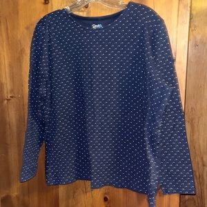 Navy Blue Polka Dot Long Sleeve Shirt
